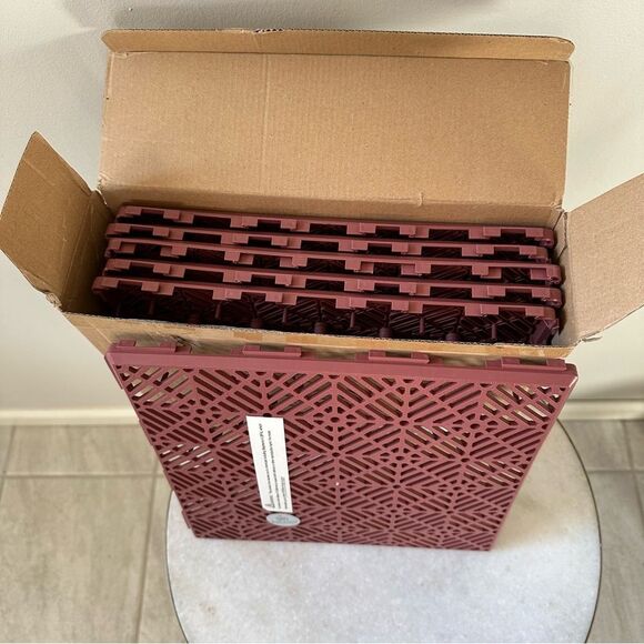 Pure Garden 6 Pack Polypropylene Interlocking Patio Deck Tiles Terracotta - Picture 4 of 6